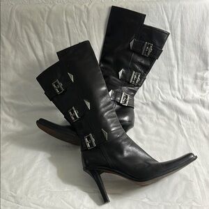 ALDO Black Leather Knee-High Boots